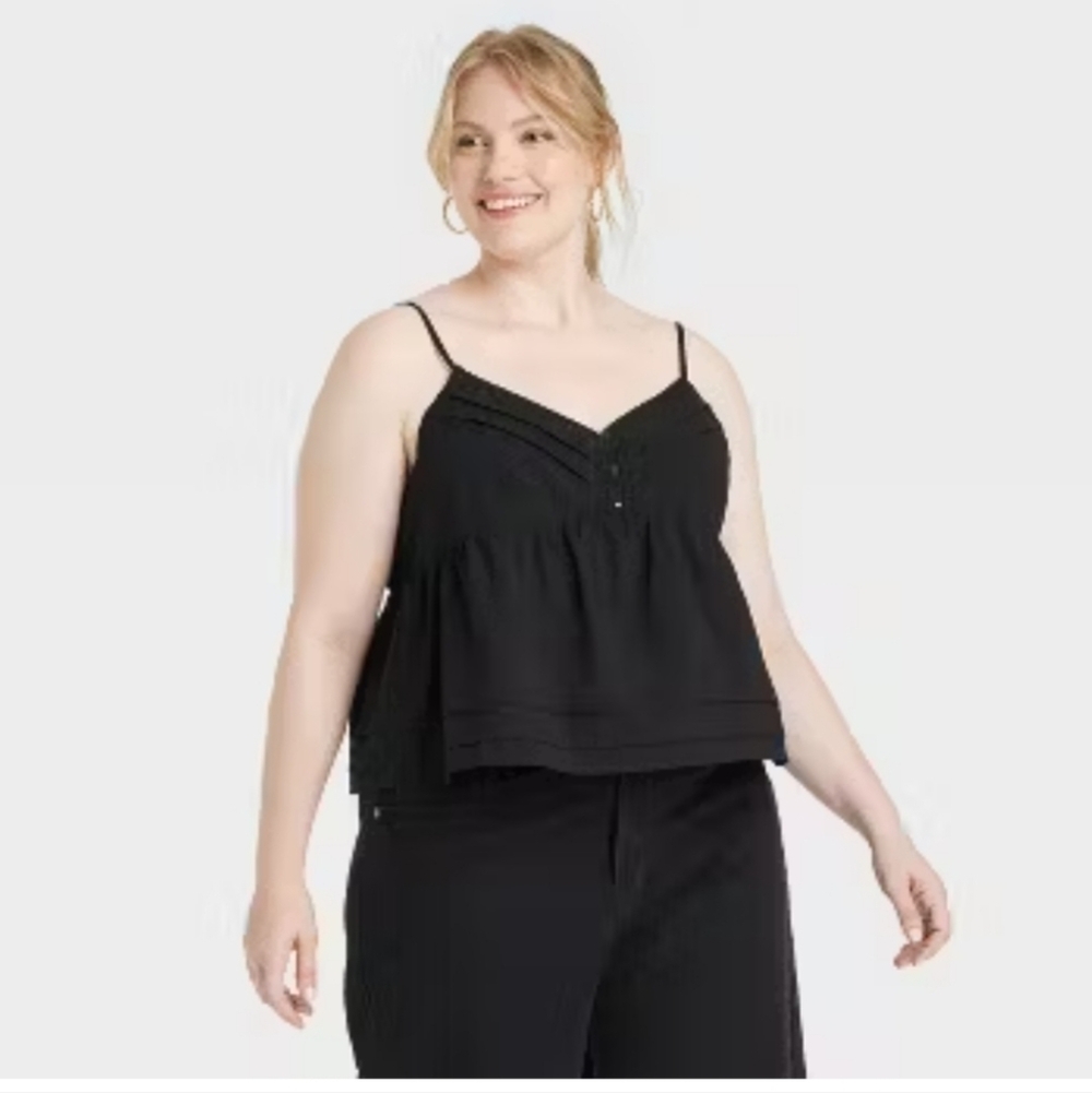Women's Sleeveless V-Neck Cropped Top - Universal Thread - Black - XXL